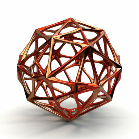 the snub icosidodecahedron, a polyhedron with 92 triangular faces, sits elegantly on a white background, showcasing its intricate geometry and symmetrical beauty, perfect for mathematicians, geometry enthusiasts, and anyone fascinated by unique shapes and structures in 3d space. ai generatedの素材