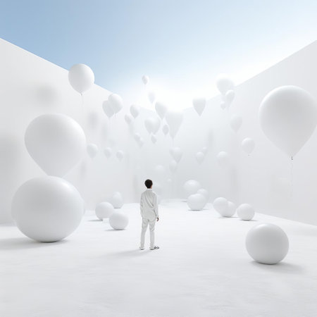 uncertainty is palpable in this hauntingly beautiful photograph, set against a pristine white background, evoking feelings of ambiguity and doubt, as the subtle shadows and soft focus blur the lines between reality and abstraction, inviting the viewer to ponder the unknown. ai generatedの素材