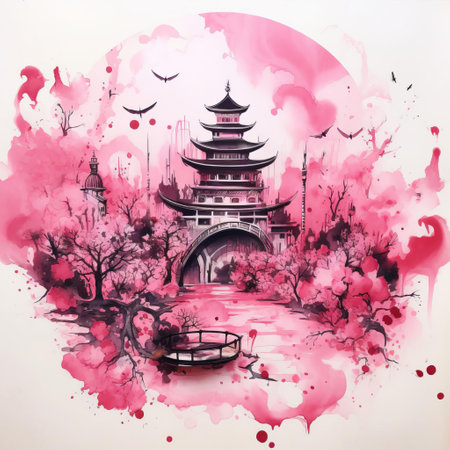 the pink background serves as a vibrant canvas for this stunning ink splatter art, showcasing a mesmerizing dance of pink and black ink droplets, creating a unique abstract design that adds a touch of elegance to any space, perfect for art enthusiasts and design lovers alike. ai generatedの素材