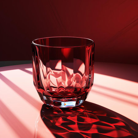 the elegant glass vase stands out against a rich maroon background, showcasing its delicate curves and intricate design, perfect for adding a touch of sophistication to any home decor or table setting with its transparent beauty. ai generatedの素材