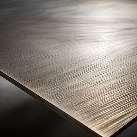 the imperfect ramie brushed metal flat surface, with its subtle texture and organic imperfections, adds a touch of industrial chic to any interior design, perfect for creating a unique and modern aesthetic in homes, offices, or commercial spaces, blending functionality with visual appeal. ai generatedの素材
