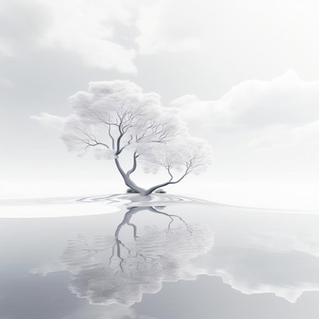 serenity emanates from this peaceful photograph of a calm atmosphere set against a pristine white background, evoking feelings of relaxation and tranquility, perfect for meditation and mindfulness, and ideal for creating a soothing ambiance in any space. ai generatedの素材