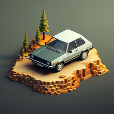 the volkswagen golf, a popular hatchback car, is showcased in a stunning isometric view, highlighting its sleek design, aerodynamic lines, and sporty features, perfect for car enthusiasts and automotive design fans, with a focus on european cars and compact vehicles. ai generatedの素材