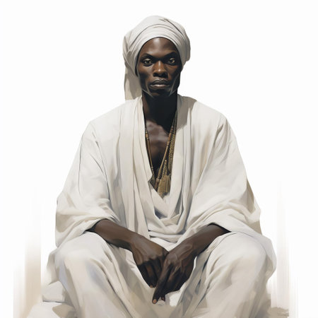 the abatwa, a mythical dwarf-like creature from african folklore, is beautifully captured in this stunning photograph set against a crisp white background, showcasing its intricate features and vibrant colors, perfect for enthusiasts of african mythology and fantasy art. ai generatedの素材