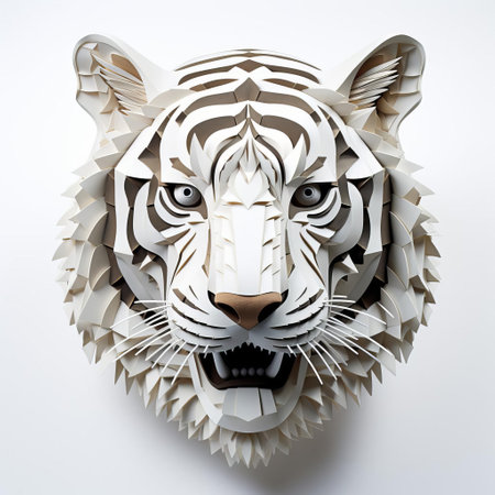 the majestic 3d tiger stands proudly against a crisp white background, its vibrant orange fur and piercing eyes radiating power and intensity, evoking a sense of wild beauty and fierce elegance in this stunning digital artwork, perfect for nature lovers and fans of wildlife photography. ai generatedの素材