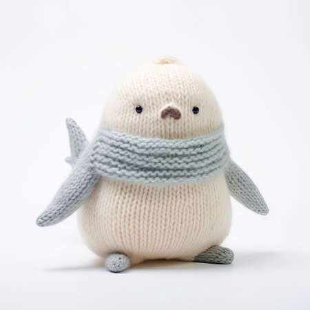 the selkie, a mythical scottish sea creature, is beautifully depicted in this knitted figurine, isolated on a crisp white background, showcasing intricate details and textures of the handmade craft, perfect for fans of folklore, mythology, and knitting enthusiasts alike. ai generatedの素材
