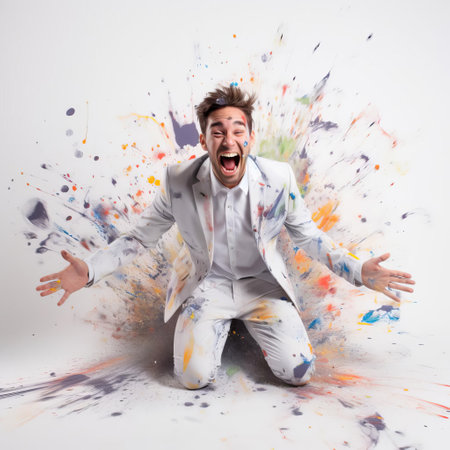 a playful kitten is posing in a silly pose on a clean white background, showcasing its adorable whiskers and fluffy fur, perfect for pet lovers and animal enthusiasts looking for cute and funny animal photography. ai generatedの素材