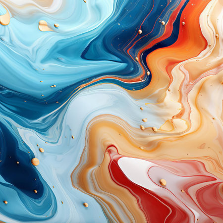 the liquid marble texture design showcases a mesmerizing pattern of swirling colors, reminiscent of a luxurious soap bubble, with its intricate, organic shapes and glossy finish, perfect for adding a touch of sophistication to any digital art, graphic design, or interior decoration project. ai generatedの素材