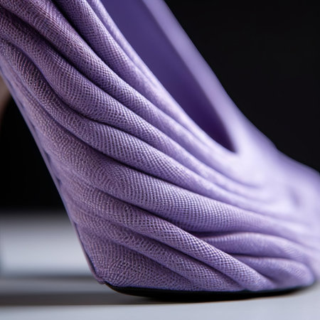 lavender heels showcase a stunning linen texture in a 3d design, perfect for fashion enthusiasts and designers looking for unique shoe inspiration, with the soft purple hue evoking feelings of elegance and sophistication, ideal for wedding or formal events. ai generatedの素材