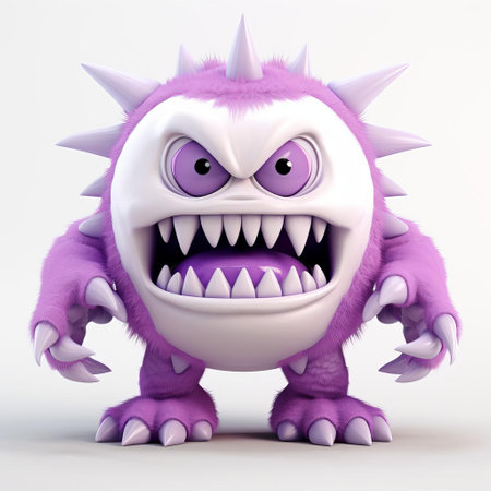 the fearsome 3d monster creature stands proudly on a pristine white background, showcasing its full body in all its terrifying glory, with razor-sharp claws, glowing red eyes, and scaly skin, evoking a sense of fantasy and horror, perfect for sci-fi and gaming enthusiasts. ai generatedの素材