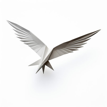 the albatross, a majestic seabird, is beautifully recreated in this simple yet elegant origami design, set against a clean white background, showcasing the intricate folds and delicate features of this paper art masterpiece, perfect for nature lovers and origami enthusiasts alike. ai generatedの素材