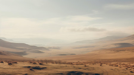 the yorkshire desert landscape stretches far and wide, showcasing a unique blend of rugged beauty and serene tranquility, with rolling hills, vast expanses of heather moorland, and picturesque valleys, offering breathtaking vistas and a glimpse into the region's rich geological history. ai generatedの素材