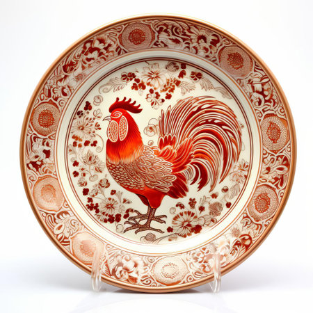 the fgh321 plate, a sleek and modern dinnerware piece, sits isolated on a pristine white background, showcasing its elegant design and sophisticated aesthetic, perfect for formal dining settings, special occasions, and culinary photography. ai generatedの素材