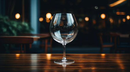 a delicate glass sits alone on a rustic wooden table, surrounded by subtle shadows, evoking a sense of serenity and simplicity, perfect for a quiet morning moment, minimalist decor inspiration, or a still life photography concept, capturing the beauty of everyday objects. ai generatedの素材