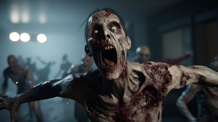 zombie games in unreal engine 5 offer a terrifyingly realistic gaming experience, with highly detailed 3d models and environments, realistic lighting and shadows, and intense action sequences that will keep you on the edge of your seat, fighting for survival in a post-apocalyptic world overrun by the undead. ai generatedの素材
