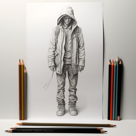 the 3d pencil stands upright on a pristine white background, showcasing its intricate details and vibrant colors, perfect for graphic designers, artists, and educators looking for a creative visual representation of a writing instrument in a minimalist setting. ai generatedの素材