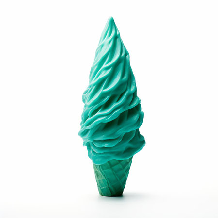 a vibrant teal cone stands out against a pristine white isolated background, showcasing its unique shape and bold color, perfect for adding a pop of fun and creativity to any design or art project, ideal for graphic designers and craft enthusiasts alike. ai generatedの素材