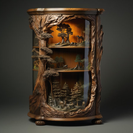 the corner cabinet, a clever storage solution, maximizes kitchen space by utilizing the often-wasted area between walls, featuring adjustable shelves and soft-close drawers, perfect for organizing cookware, dinnerware, and kitchen utensils in a stylish and functional way. ai generatedの素材