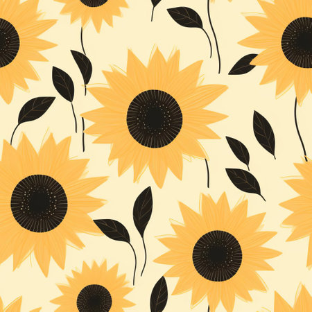 sunflowers stand tall against a soft, creamy vintage background, evoking a sense of simplicity and minimalism, perfect for adding a touch of rustic charm to any design or decor, while their bright yellow petals and dark centers add a pop of contrast and visual interest. ai generatedの素材