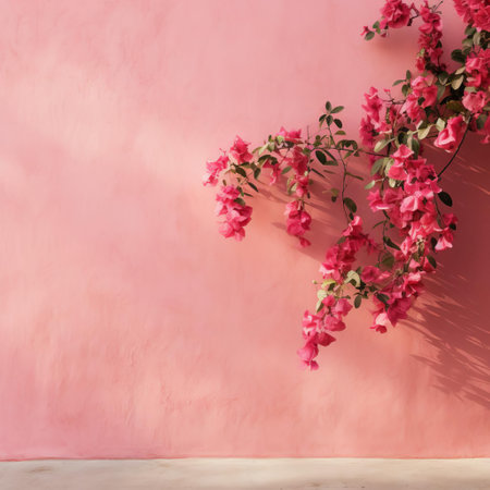 bougainvillea flowers bloom vibrantly against a soft, muted background, evoking a sense of simple elegance and minimal chic, reminiscent of a bygone era, perfect for adding a touch of vintage charm to any design or photography project, capturing the beauty of nature's subtlety. ai generatedの素材