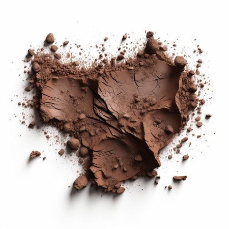 "mud cluster, a lump of wet earthy material, sits prominently on a pristine white isolated background, showcasing its textured, irregular shape and earthy tones, perfect for concepts related to nature, outdoors, and environmental elements.", ai generatedの素材