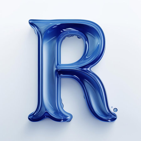 the indigo 3d letter r stands out prominently against a crisp white background, its deep blue hue evoking creativity and sophistication, perfect for designers and artists seeking unique typography elements for their projects, logos, or branding materials. ai generatedの素材