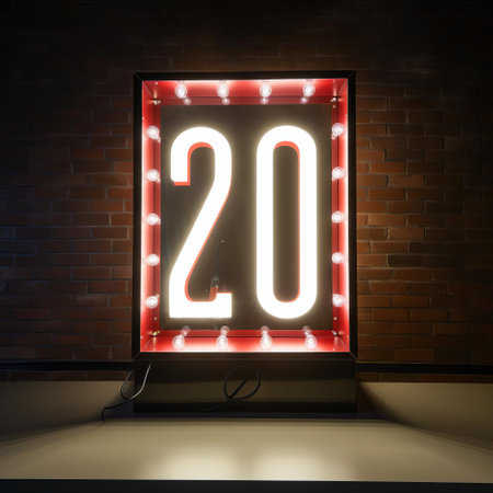 the neon letter box lighting installation showcases a vibrant display of 280 in bold, electric blue numerals, surrounded by a sleek black frame, adding a touch of modernity and sophistication to any urban loft or trendy office space, perfect for interior design enthusiasts and photography lovers. ai generatedの素材