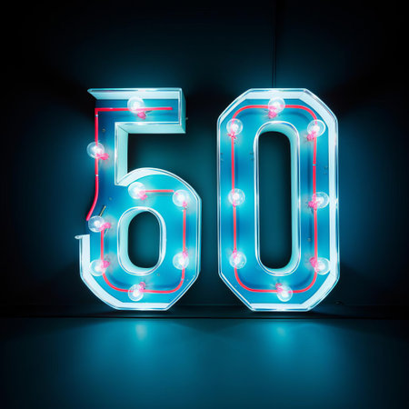 the five-hundred-eighty 70, a stunning visual display, shines bright in a neon letter box lighting arrangement, radiating vibrant colors and mesmerizing patterns, perfect for adding a touch of modernity and sophistication to any urban interior design or nightlife setting. ai generatedの素材