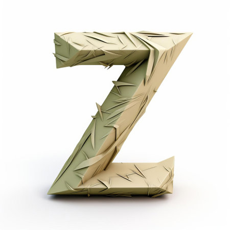 the khaki 3d letter z stands out against a pristine white background, its textured, dimensional design adding depth and visual interest to any graphic design or digital project, perfect for logos, icons, or typography-based artwork. ai generatedの素材