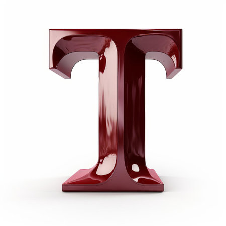 the maroon 3d letter t stands out against a pristine white background, its bold, modern design and vibrant color making it a striking visual element perfect for graphic design, typography, and logo creation projects that require a pop of color and depth. ai generatedの素材
