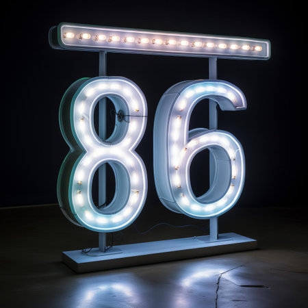the neon letter box lighting fixture shines brightly, showcasing the bold and vibrant "360" numerals in a mesmerizing 70-degree angle, adding a touch of modernity and futuristic flair to any urban space, perfect for trendy interior design and architectural photography. ai generatedの素材
