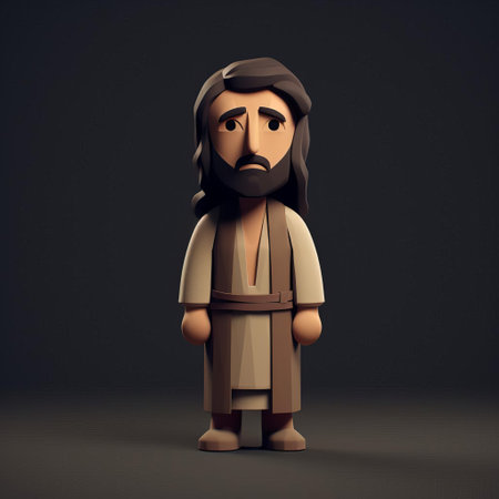 noah, a minimalist 3d character, stands out against a plain white background, showcasing his simple yet expressive design, perfect for animations, illustrations, and digital art projects that require a clean and modern aesthetic, blending simplicity with emotional depth. ai generatedの素材