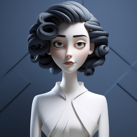 josephine, a stylish minimalist 3d character, poses elegantly in a modern setting, showcasing her sleek design and vibrant colors, perfect for illustrations, animations, and digital art projects that require a touch of simplicity and sophistication in 3d modeling and computer-generated imagery. ai generatedの素材