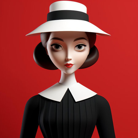 josephine, a sleek minimalist 3d character, poses elegantly against a clean white background, showcasing her simple yet striking design, perfect for modern digital art, graphic design, and 3d modeling projects that require a touch of sophistication and subtlety. ai generatedの素材