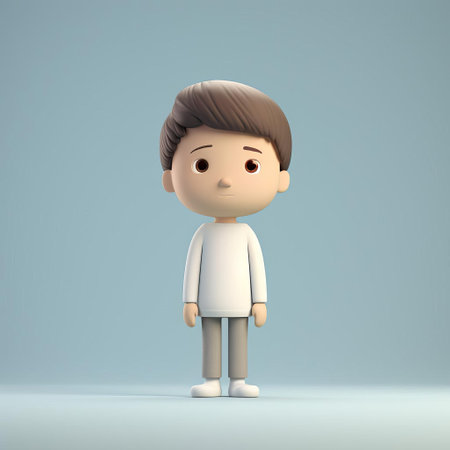 oliver, a sleek minimalist 3d character, stands out against a clean white background, showcasing his simple yet expressive design, perfect for modern illustrations, animations, and digital art projects that require a touch of simplicity and elegance, blending futuristic and retro elements. ai generatedの素材