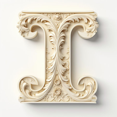 the elegant ivory 3d letter t stands out against a pristine white background, showcasing a sophisticated design element perfect for typography enthusiasts, graphic designers, and anyone seeking a stylish alphabet character for their visual projects, logos, or branding materials. ai generatedの素材