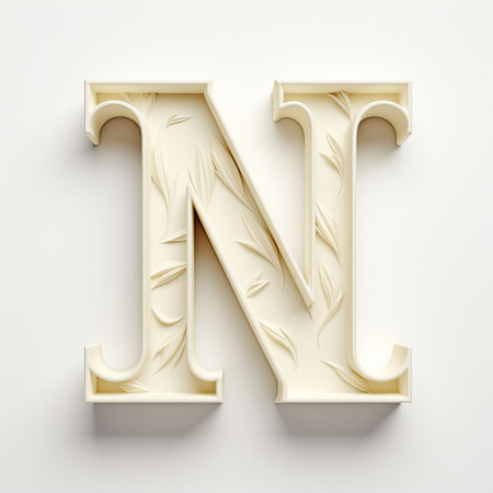 the majestic 3d letter m, crafted from ivory, stands proudly against a pristine white background, exuding elegance and sophistication, perfect for decorative typography, luxury branding, and high-end design elements, evoking feelings of refinement and opulence. ai generatedの素材
