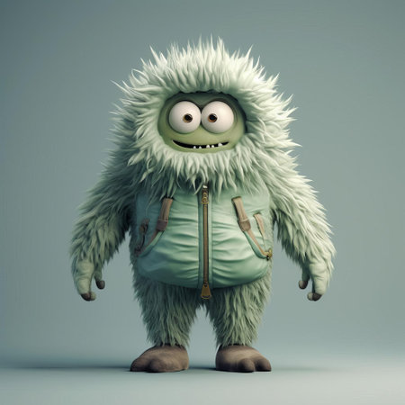 the monster, a minimalist 3d character, stands out with its simplistic yet eerie design, showcasing a full-body figure with bold lines and vibrant colors, perfect for illustrations, animations, and digital art projects that require a touch of spooky charm and futuristic flair. ai generatedの素材