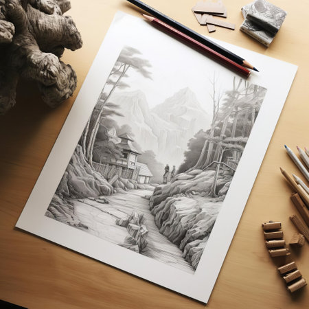 landscapes come alive with the vibrant colors and precise lines of these high-quality sketching pencils, perfect for capturing the intricate details of nature's beauty, from rolling hills to serene lakes and majestic mountains, in a variety of artistic styles and techniques. ai generatedの素材