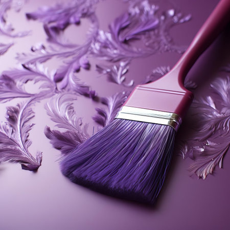 the luxurious background features a rich, deep purple hue, complemented by intricate, feathery designs that evoke a sense of elegance and sophistication, perfect for high-end fashion photography, luxury branding, and sophisticated visual projects that exude refinement and opulence. ai generatedの素材