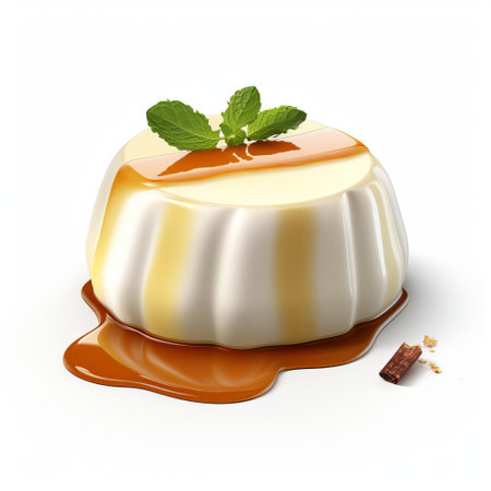 quesillo, a traditional latin american cheese, sits elegantly on a pristine white background, showcasing its creamy texture and delicate folds, perfect for snacking or adding to favorite recipes, such as grilled cheese or empanadas, and highlighting its rich cultural heritage. ai generatedの素材