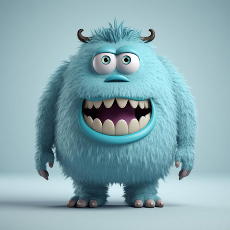 the monster, a minimalist 3d character, stands proudly in its entirety, showcasing a full body design that exudes simplicity and elegance, perfect for animations, video games, and digital art projects that require a subtle yet impactful creature presence. ai generatedの素材