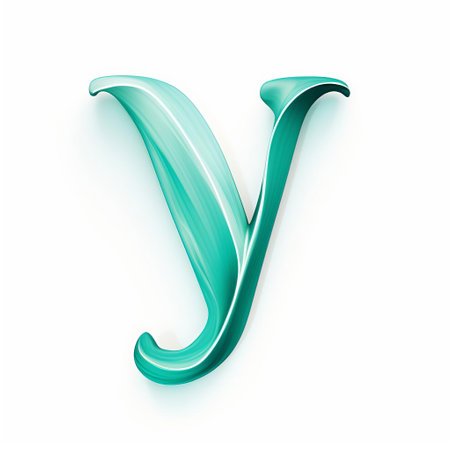 the elegant turquoise vector letter y stands out against a crisp white background, perfect for modern designs, logos, and typography projects, adding a touch of sophistication and style to any visual composition, ideal for digital art and graphic design enthusiasts. ai generatedの素材
