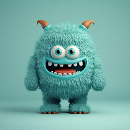 the monster, a minimalist 3d character, stands out with its simplistic yet eerie full-body design, showcasing a fusion of modern digital art and classic horror elements, perfect for use in animations, video games, and illustrations that require a touch of spooky charm and futuristic flair. ai generatedの素材