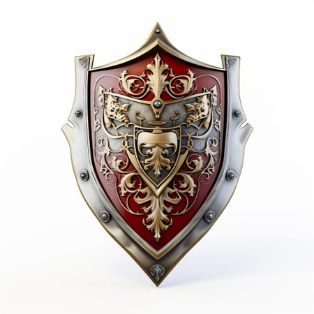 the royal guard, proudly holding a majestic shield and sword, stands at attention against a crisp white background, exuding regality and honor, evoking feelings of patriotism and national pride, perfect for history buffs and fans of ceremonial traditions. ai generatedの素材