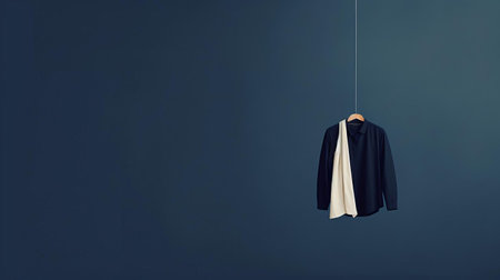 the sofa sits elegantly in a modern living room, upholstered in a rich, minimal navy blue fabric that adds a touch of sophistication and calmness to the space, perfect for relaxation and entertainment. ai generatedの素材