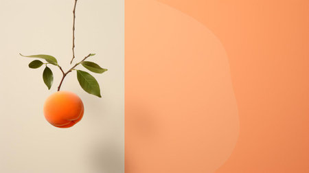 the apricot, a vibrant orange fruit with a velvety skin, is showcased in this stunning still life photography, highlighting its natural beauty and minimalistic composition, perfect for adding a pop of color to any kitchen or dining setting. ai generatedの素材
