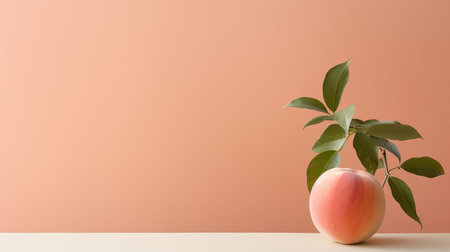 peaches ripen on the tree, their soft, fuzzy skin a warm golden hue, as the summer sun casts a gentle glow, highlighting the delicate texture and sweet aroma of these juicy, succulent fruits, perfect for snacking or baking into a delicious pie. ai generatedの素材