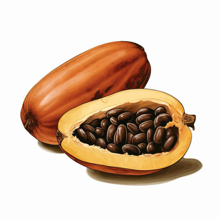 the pawpaw, also known as papaya, is a vibrant and nutritious tropical fruit, showcased in this stunning illustration on a crisp white isolated background, highlighting its green skin and orange-yellow flesh, perfect for healthy eating and culinary inspiration. ai generatedの素材