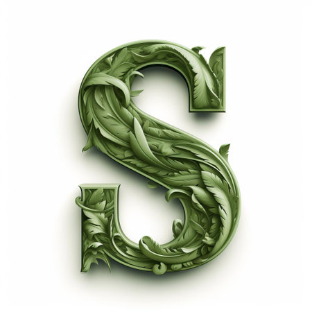 the stylish khaki vector letter s stands out against a crisp white background, perfect for modern designs, logos, and typography projects, adding a touch of earthy elegance and sophistication to any visual composition, ideal for creative professionals and graphic designers. ai generatedの素材